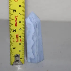 Polished Blue Lace Agate Crystal Point Tower with Banded Pattern – Collectible Mineral Specimen Disp