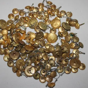 Large Assortment of South Bend College Police Uniform Buttons in Gold Tone Metal with Linked Sets an