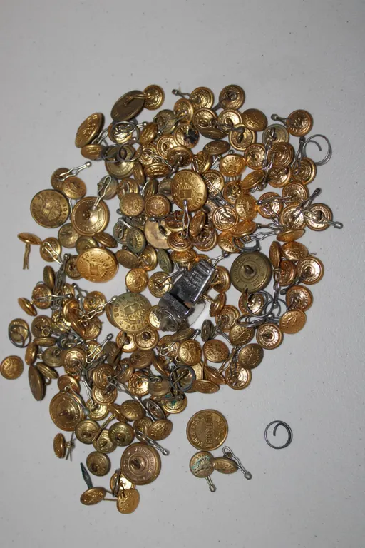 South Bend Police Uniform Buttons and Metal Whistle with Varied Municipal Button Types