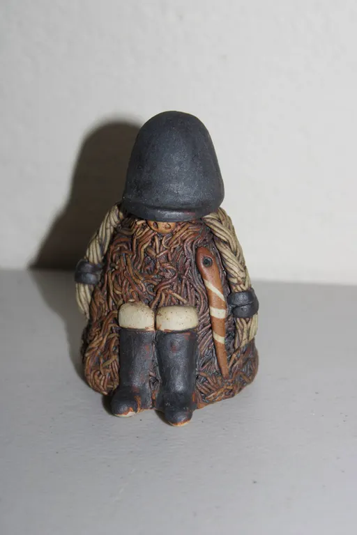 Handcrafted Figure Depicting a Gnome or Forest Dweller With Braided Detail and Staff Accents, No Mea