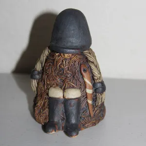 Handcrafted Figure Depicting a Gnome or Forest Dweller With Braided Detail and Staff Accents, No Mea