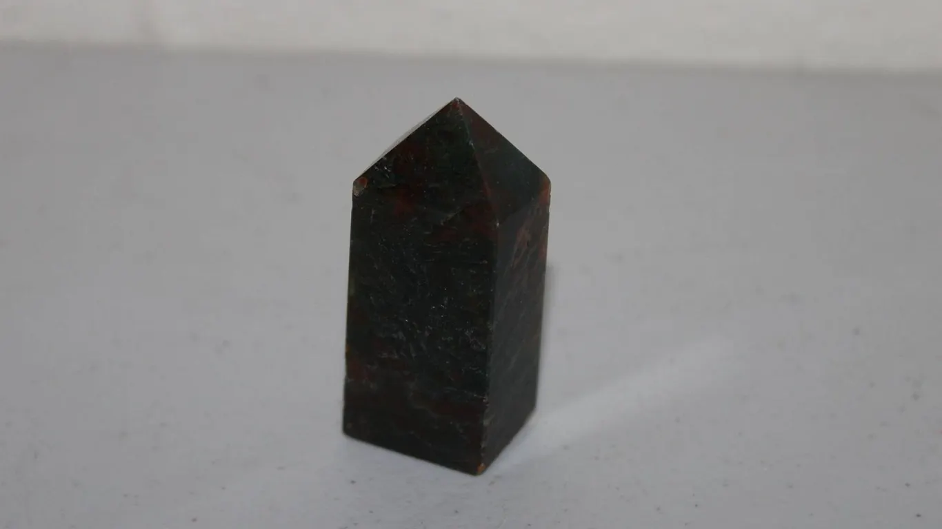 Polished Dark Bloodstone Gemstone Point Tower with Rich Red and Green Inclusions, Natural Mineral Sp