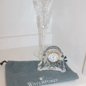 Waterford Abbey Crystal Clock & Champagne Flute