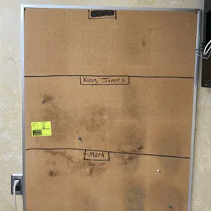 Cork bulletin boards. Features natural cork surfaces with silver-tone aluminum frames. Assorted sizes. Wall mounted. Contents not included.