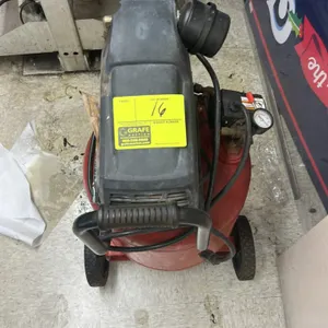 Craftsman 10-gallon portable vertical air compressor. Features 1.0 HP motor, 3.7 SCFM at 40 PSI rating, pressure gauge, integrated transport handle, a