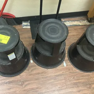 Vestil rolling step stools. Features 2-tier design, textured non-slip step surfaces, spring-loaded retractable casters, and wrap-around bottom bumper 