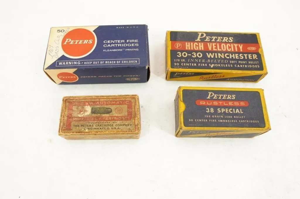 PETERS 4 BOXES VINTAGE AMMO 38/30-30