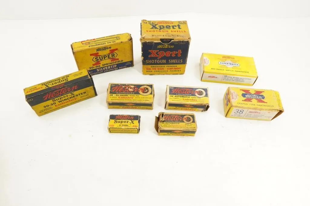 WESTERN 10 BOXES OF WESTERN VINTAGE AMMO