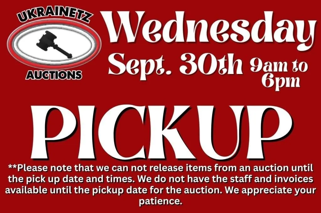 PICKUP WEDNESDAY, SEPTEMBER 30, 2026 9am-6pm CST