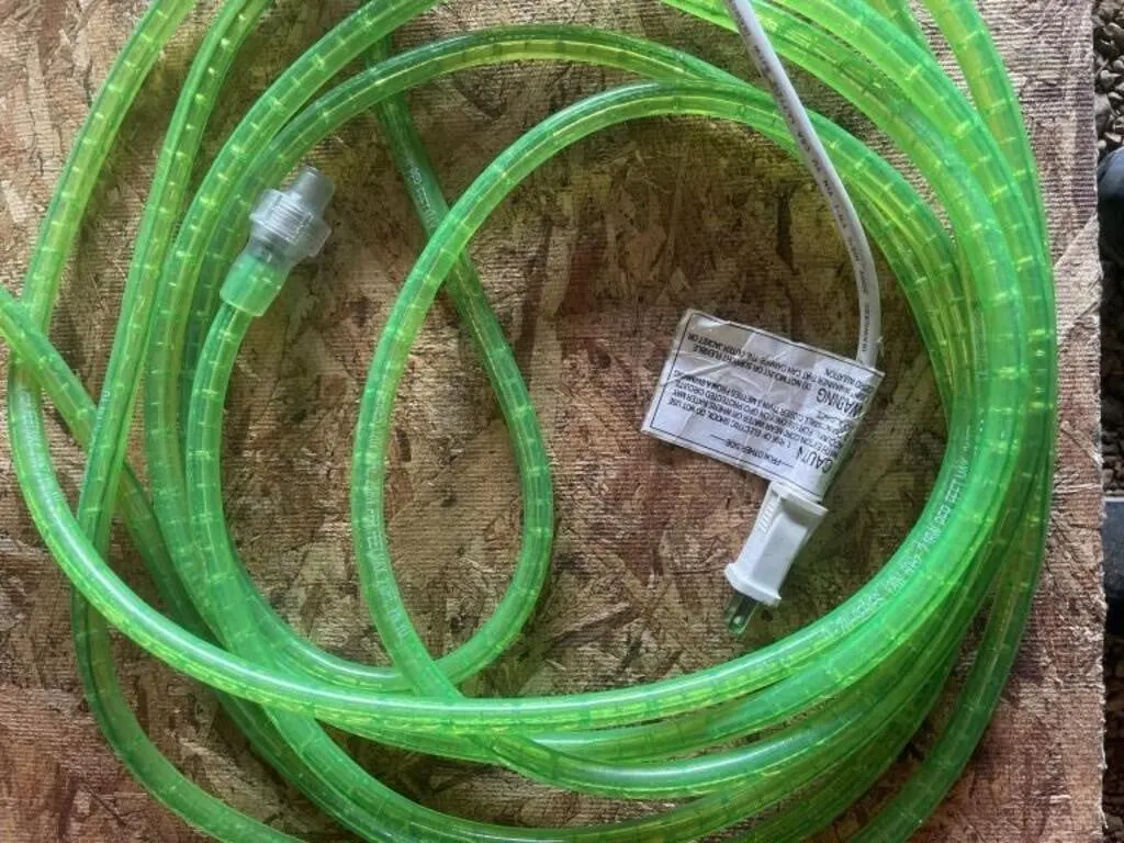 Length of decorative green flexible rope light.