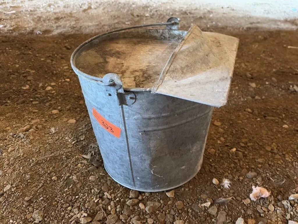 vintage galvanized poultry feed bucket