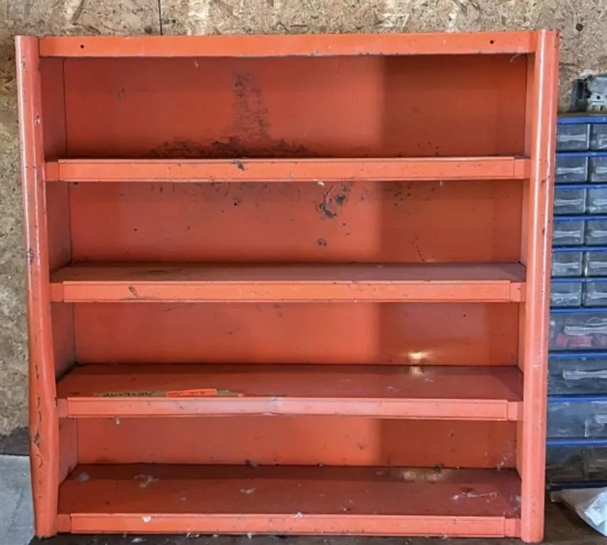 Orange Metal Shop Shelf - 26x9x26 inches