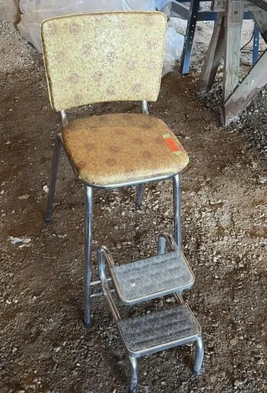 Classic mid-century kitchen step stool chair