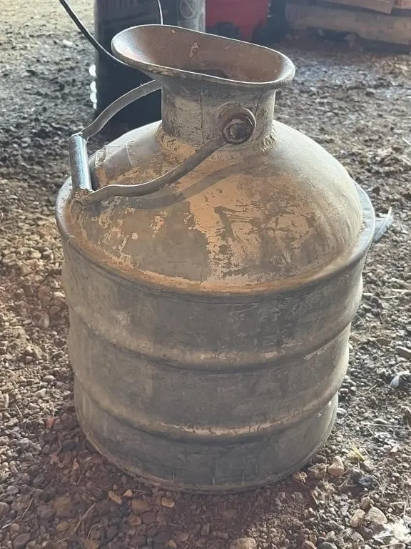 vintage 5-gallon galvanized metal oil or fuel can