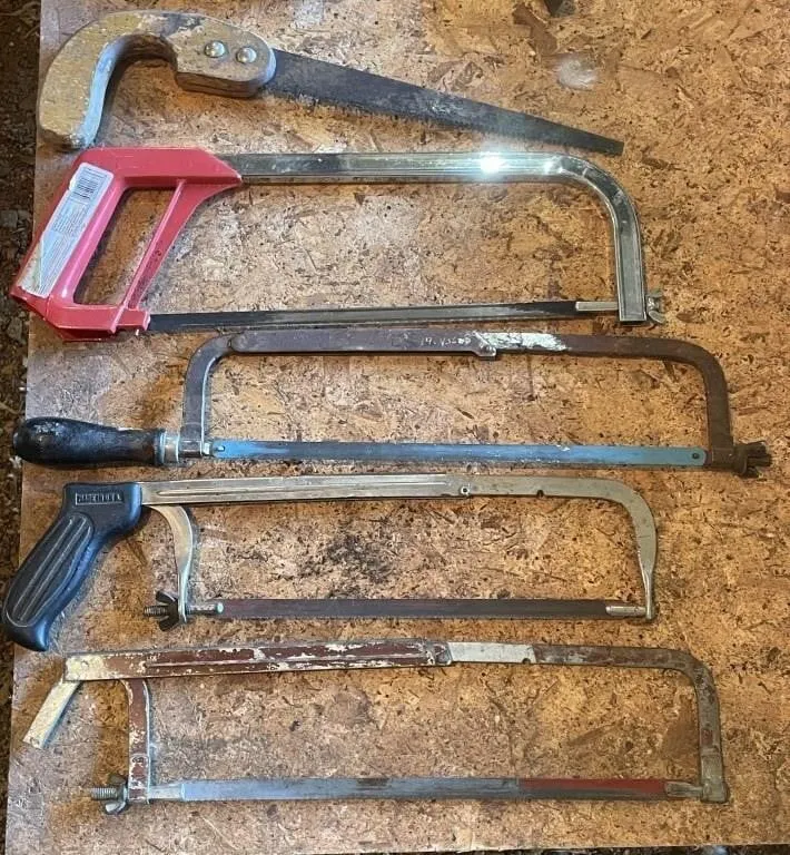 Four hacksaws and a keyhole saw.
