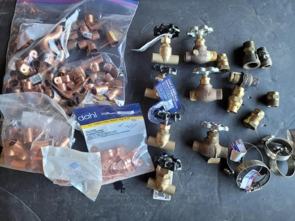 Assortment 1/2" Copper Elbows Shutoff Valves