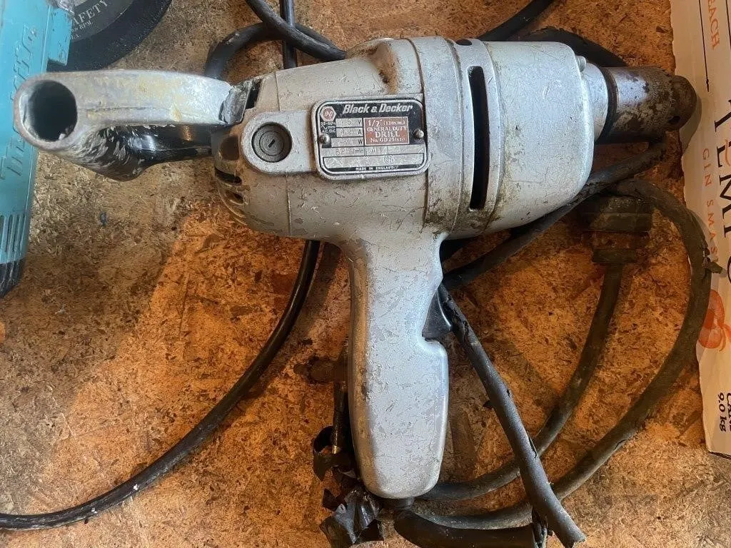 Vintage Black and Decker 1/2-inch electric drill.