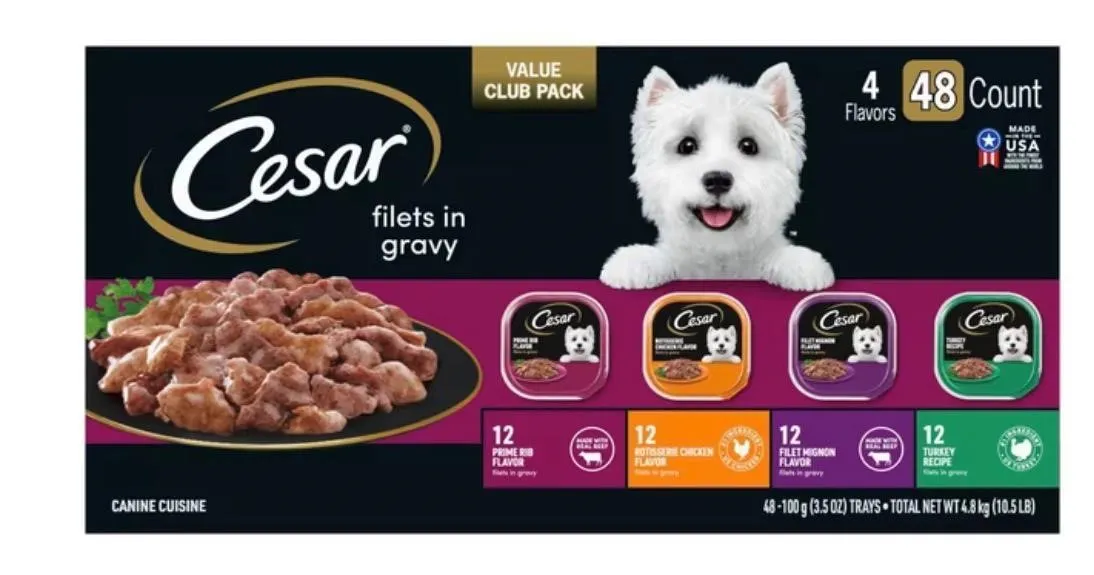 Cesar Filets in Gravy Wet Dog Food 48ct