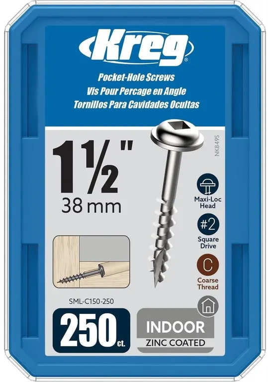 Kreg Zinc Pocket-Hole Screws 1.5in 250ct