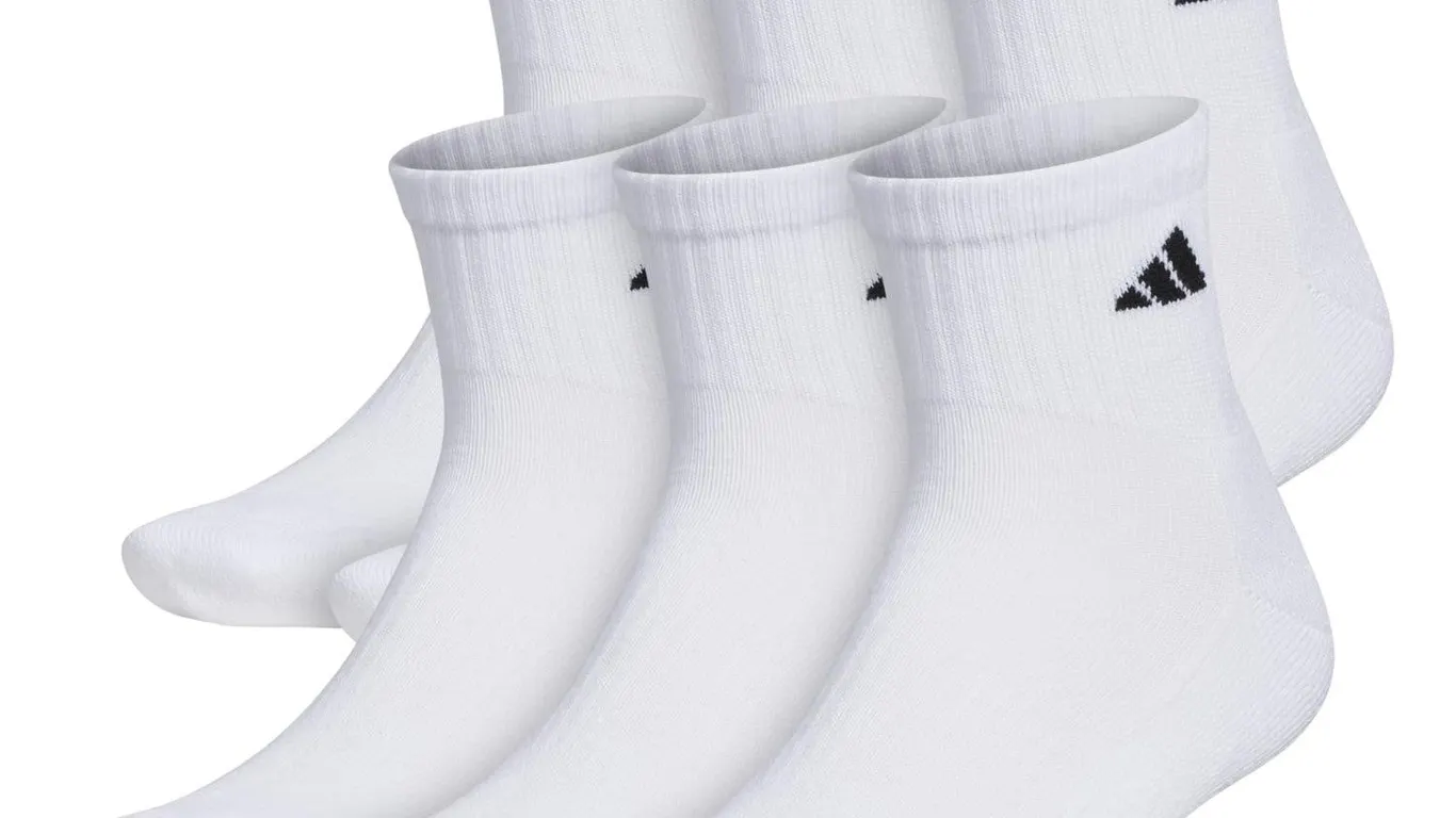 adidas Athletic Socks Large 6pk WhiteBlack Used