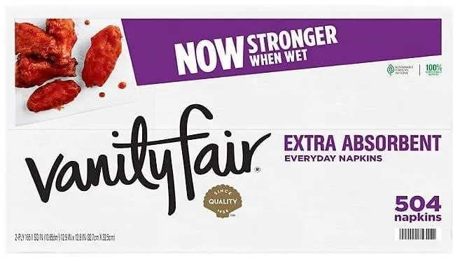 Vanity Fair Extra Absorbent Napkins White 504ct