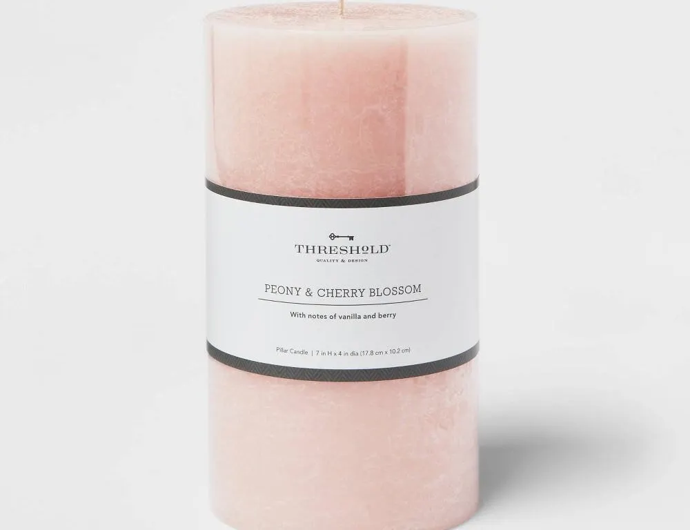 Threshold Peony Cherry Blossom Pillar Candle 7x4