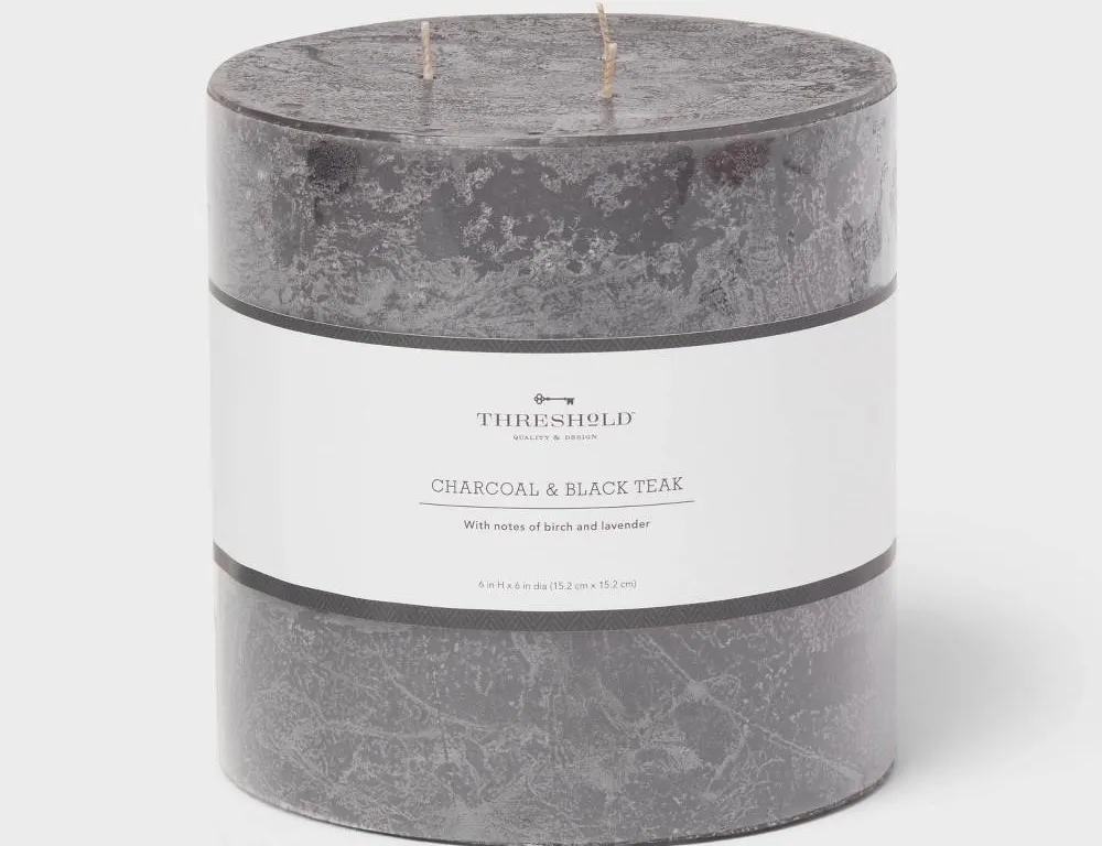 Threshold Charcoal Black Teak 3-Wick Candle