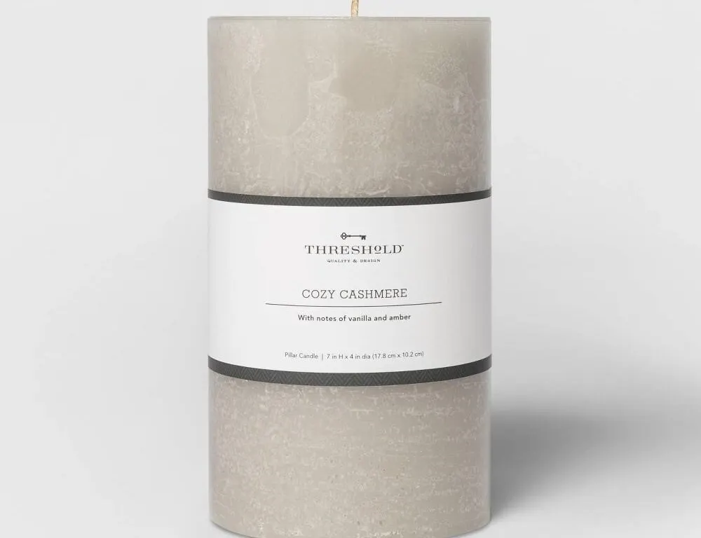 Threshold Pillar Candle Gray 7x4