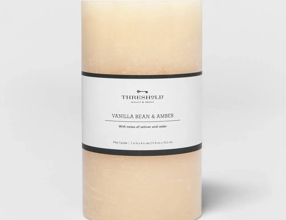 Threshold Vanilla Bean Amber Pillar Candle 7x4