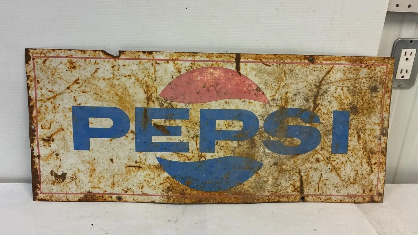 Pepsi metal sign. 1 sided. 29 x 12 1/4”