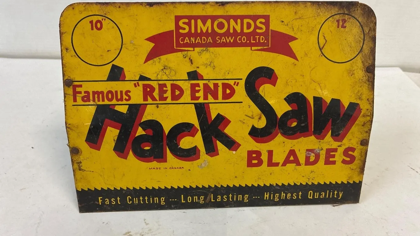 Dimond’s hack saw blade metal displayer. 10 x 7”