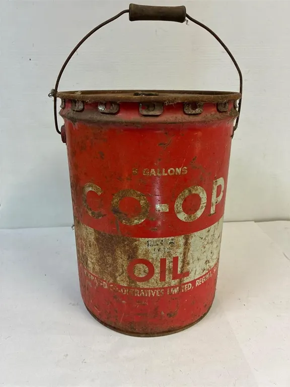 Co-op Oil Pail. 5 gallons. Wood handle