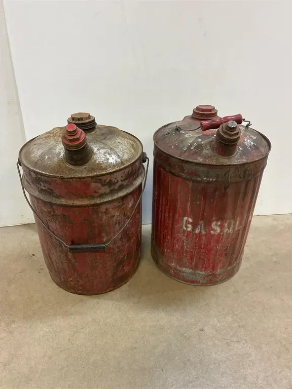 2 retro steel fuel pails.