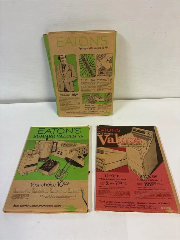 1975 Eaton’s catalogues in paper sleeves