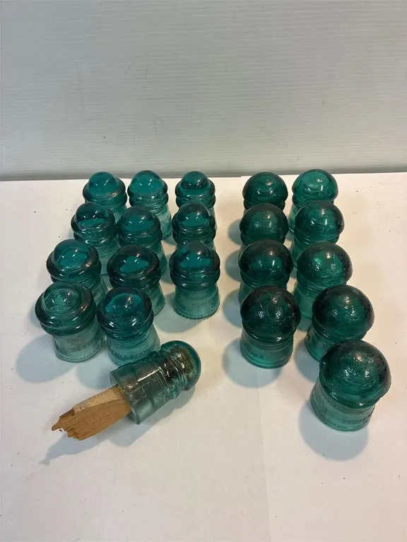Hemingray and Brookfield blue glass insulators
