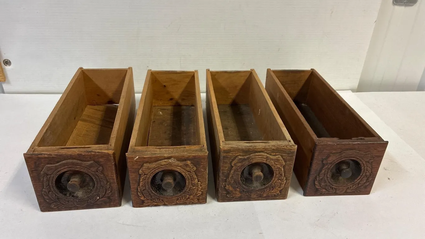 Antique wood Sewing Machine drawers.