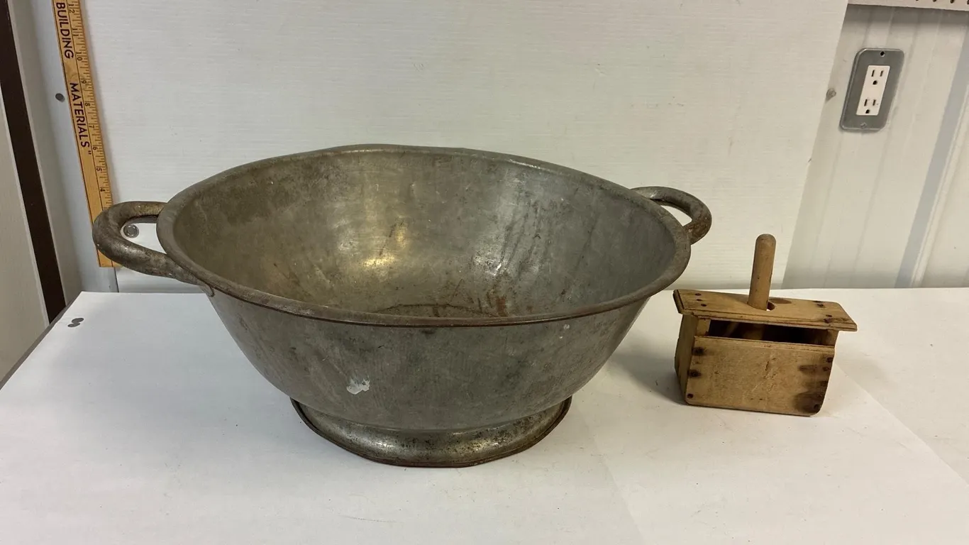 Bread pan and butter press.