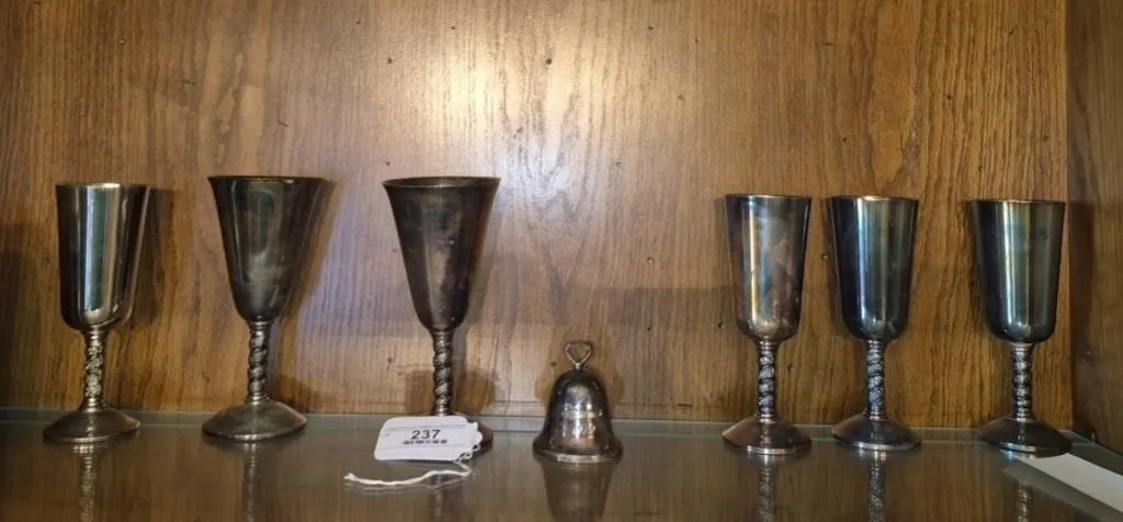 Reed & Barton Silver Plated Goblets & Bell