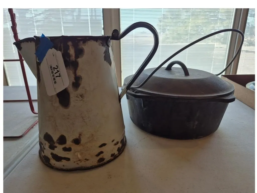 Cast Iron Dutch Oven & Enamel Pot