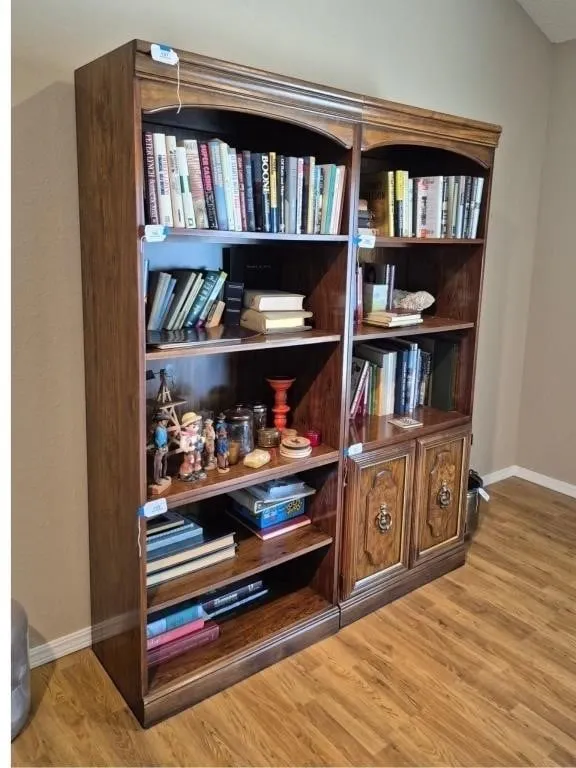 Wood Bookcase with Cabinet Base