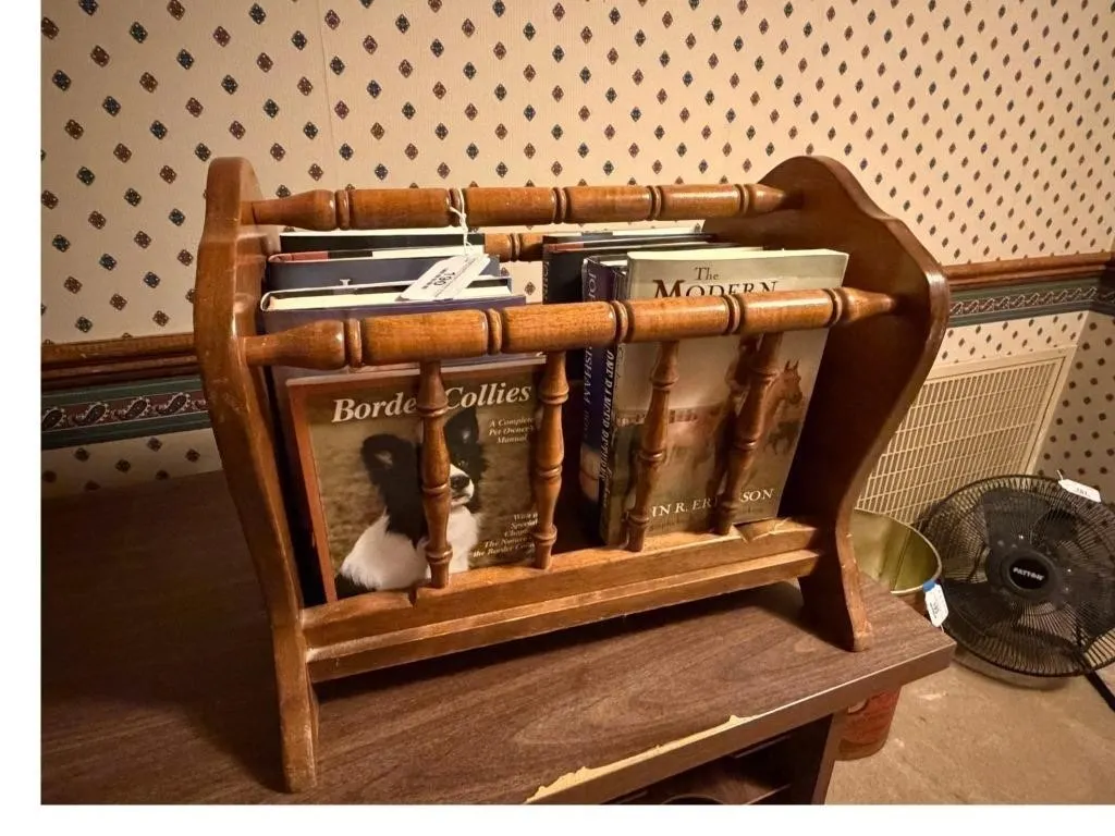 Wood Magazine Rack Book Display Holder