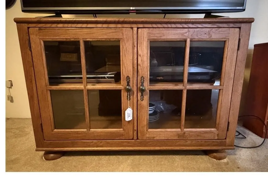 Wood TV Stand Media Console Cabinet