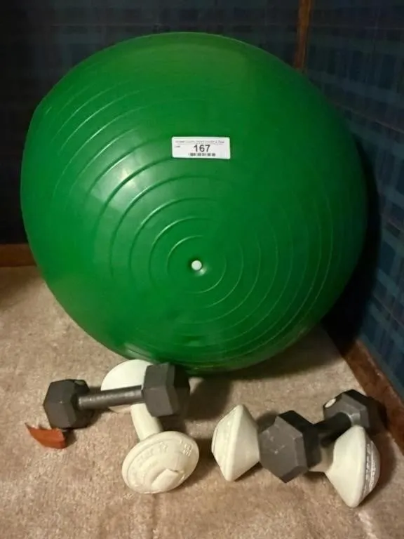 Exercise Ball and Dumbbell Weight Set