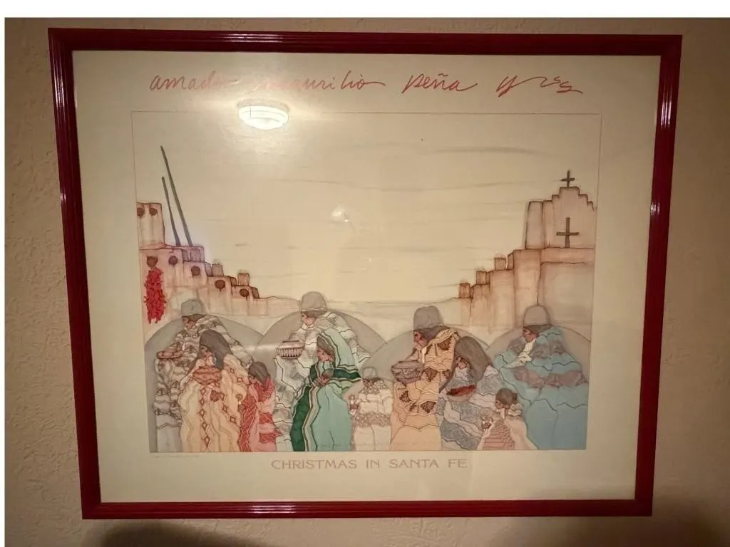 Amado Pena "Christmas in Santa Fe" Framed Art