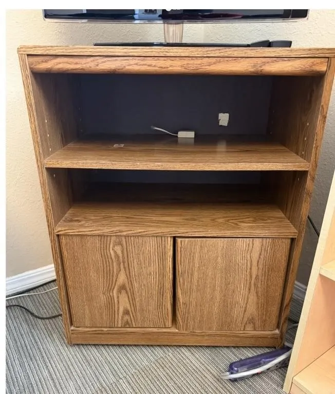 Wood Bookcase with Doors and Shelves