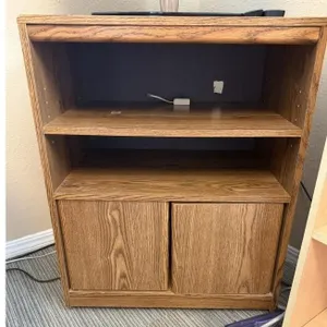 Wood Bookcase with Doors and Shelves