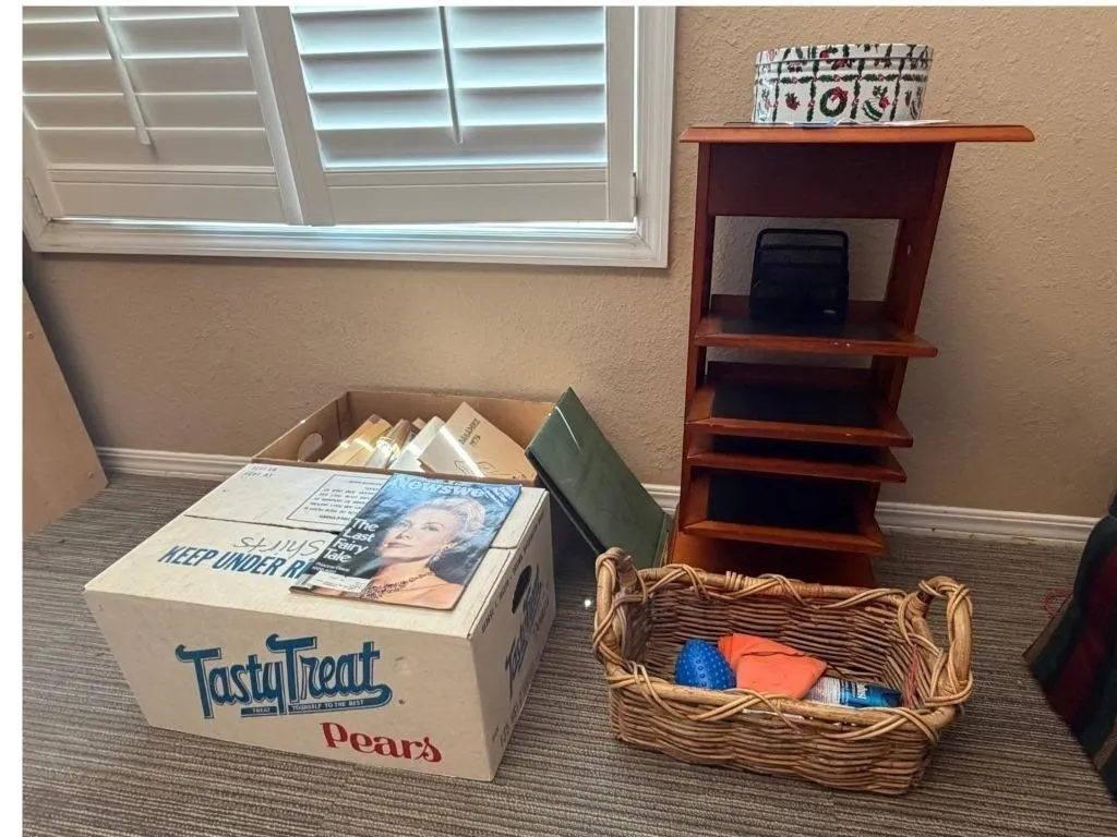 Wooden Shelf, Records,& Photos