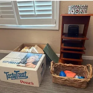 Wooden Shelf, Records,& Photos