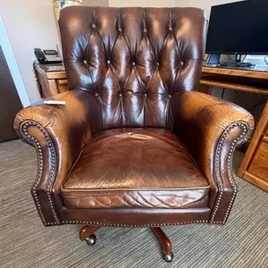 Brown Leather Tufted Executive Office Chair
