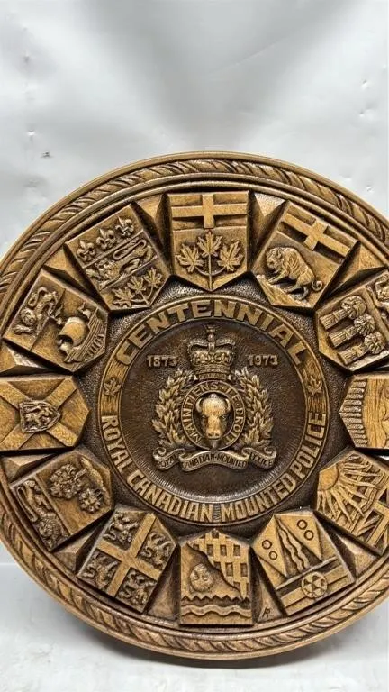 Vintage RCMP 1973 Wood wall Plaque 12 inches